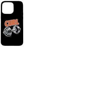 Haltère rétro Humoristique avec Inscription Love to Curl Funny Gym Coque pour iPhone 15 Pro Max