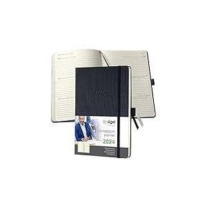 SIGEL C2412 Agenda semainier 2024, A5, couverture rigide, noir - Conceptum