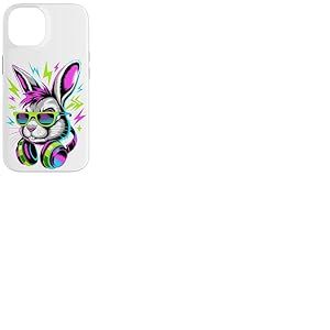 Style Époque Punk Lapin Lunettes de Soleil Lapins Coque pour iPhone 14