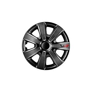 AUTO-STYLE Jeu d'enjoliveurs VR 15-inch noir/look-carboné/logo