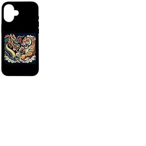 Dragon japonais vintage combat tigre folklore asiatique hommes Coque pour iPhone 16