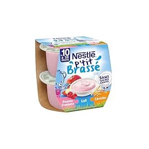 P'TIT BRASSÉ LAIT FRUITS CÉRÉALES POMME FRAMBOISE DES 6 MOIS 2x115g (Lot de 6)
