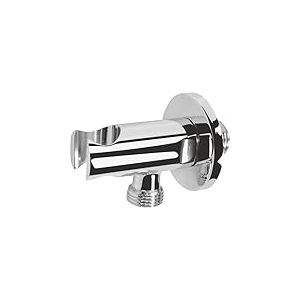 Cornat Raccord mural, filetage ext&eacute;rieur, 1/2", rosace &Oslash; 54 mm, avec support pour douchette, chrom&eacute;, coude de raccordement mural, support mural pour tuyau de douche, raccord d'eau, TECBW3322