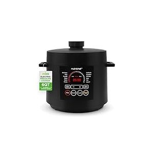 NutriChef Autocuiseur &Eacute;lectrique 6 Quart, 9 Fonctions d'Autocuiseur Digital, Temps et Temp&eacute;rature R&eacute;glables, Cuisson, P&acirc;tisserie, Vapeur, Grillage & Braise, 13.1 x 11.4 IN, Noir