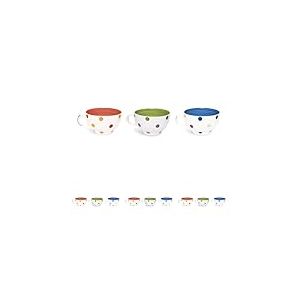 Excelsa 2171326 Tasse à Thé Pois 300 ML Céramique Rouge/Vert/Bleu-9,3 x 9,3 x 8 cm (Lot de 4)