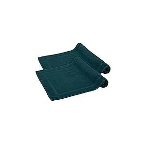 Komfortec Lot de 2 Tapis de Bain en Tissu éponge Lavable 800 g/m² et 100% Coton, Absorbant et séchage Rapide, 50 x 80 cm, Bleu Petrole