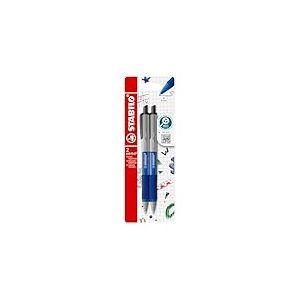 STABILO - Stylo bille - pointball colorful - blister carton x 2 stylos &agrave; bille rechargeables - bleu