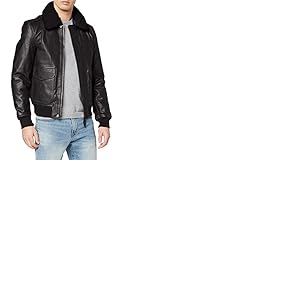 Schott Nyc Blouson Cuir Homme Cuir, Noir (Black/Black Fur), L Homme