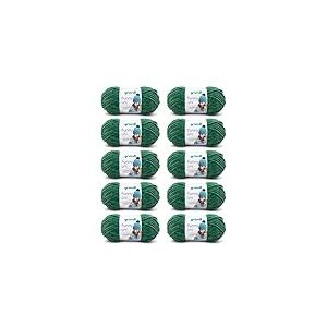 Gründl Laine Funny uni - laine chenille douce pour le crochet – moelleuse et respectueuse de la peau - 100% polyester – 10 pelotes 100 g / 120 m – taille d’aiguille 5-6 -Vert foncé