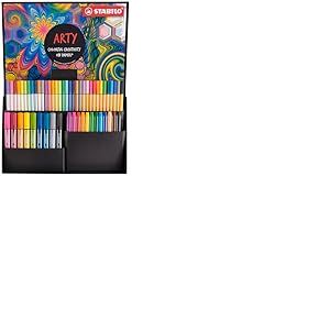 STABILO ARTY Coffret créatif - Coffret coloriage x 55 feutres : 11 feutres Pen 68 + 11 feutres pinceau Pen 68 brush + 9 feutres Pen 68 MAX + 12 stylos point 88 + 12 stylos pointMax