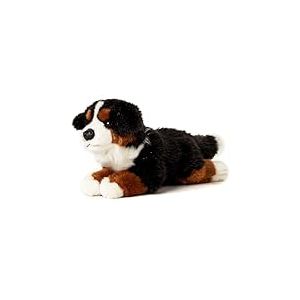 Uni-Toys - Bouvier Bernois couché – 38 cm (Longueur) – Chien en Peluche, Animal de Compagnie – Doudou en Noir, Marron et Blanc