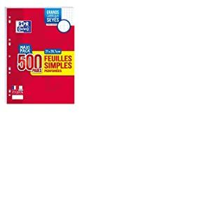 OXFORD Lot de 8 packs de 500 Feuilles Simples A4 Grands Carreaux Seyès