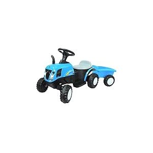 JAMARA 460482 Ride-on Tracteur New Holland avec remorque, Moteur Puissant 6 V et Batterie pour Une Longue durée de Conduite, Propulsion puissante, Son Moteur Haute Garde au Sol, lumière Avant, pédale