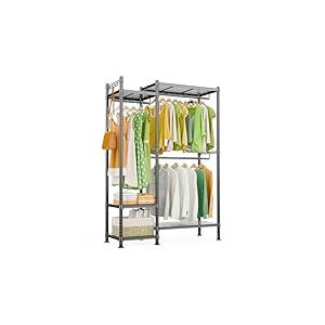 LEHOM G3 – Portant à vêtements robuste pour suspendre des vêtements, portant à vêtements autonome portable en fil de fer avec étagères, réglable, penderie à suspendre pour chambre à coucher