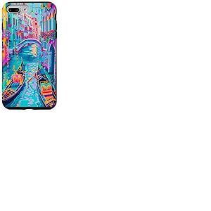 Venise Gondola Dream Surréaliste Scène artistique de canal vibrant Coque pour iPhone 7 Plus/8 Plus