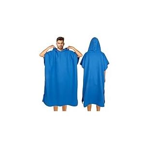 Cozary Surf Poncho Microfibre - Poncho de Bain Femme & Homme - Poncho Serviette Adulte avec Poche à Capuche pour Plage et Sports Nautiques - Séchage Rapide & Compact (Bleu Foncé, Large)