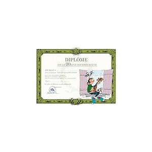 Gaston Lagaffe GLDP-7003 Carte Double avec Enveloppe Anniversaire Dipl&ocirc;me de la 30aine Bienheureuse - Guitare &agrave; la fen&ecirc;tre Musique Chanter Chanson Joyeux Anniversaire Animaux Chat Mouette