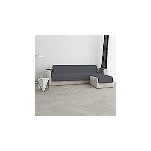 Italian Bed Linen Housse de canapé avec méridienne, Tissu extérieur Microfibre + Rembourrage Polyester, Gris foncé, 290 cm