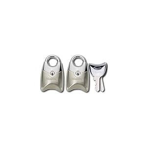 Master Lock 195EURTSN Pack de 2 Cadenas Fusion à Clé et Anse Protégée, Gris, 4,4 x 2 x 1,4