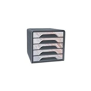 CEP Bloc de classement Module Organisateur 5 tiroirs Rangement documents Bureau Smoove Mineral Gris orage imprimé Marbre Rose