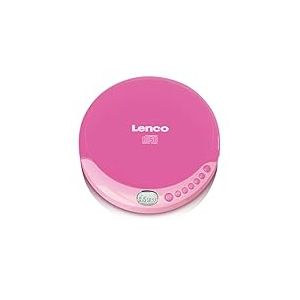Lenco CD-011PK - Lecteur de CD portable avec fonction de recharge de la batterie - Écran LCD - Diskman - CD-Walkman - avec écouteurs et câble de recharge micro-USB - Rose