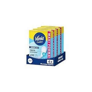 Vania | Prot&egrave;ge-Slips Confort Normal Parfum Fresh (bo&icirc;te de 56 pi&egrave;ces) &ndash; Prot&egrave;ge-lingeries 100% respirant et confortables &ndash; Protection hygi&eacute;nique avec ajustement parfait et tenue optimale (Lot de 4)