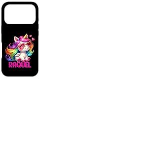 Raquel Nom personnalis&eacute; Licorne Color&eacute;e Femmes Filles Coque pour iPhone 17 Pro