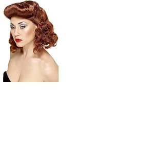 Smiffys Perruque fille pin-up, châtain, avec larges boucles