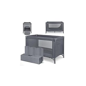 KikkaBoo Lit Parapluie B&eacute;b&eacute; Pliable Compact So Gifted, Lit de Voyage L&eacute;ger 120x60 cm, Jusqu&rsquo;&agrave; 15 kg, sans Matelas, Sac de Transport Inclus, Gris