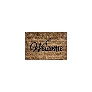 Relaxdays Paillasson WELCOME en fibres de Coco tapis de sol pour porte entr&eacute;e 60 x 40 cm natte dessous antid&eacute;rapant caoutchouc PVC essuie-pieds salet&eacute; int&eacute;rieur ext&eacute;rieur intemp&eacute;ries, marron