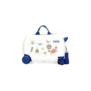 Enso Mr Crab Sac à dos pour enfant, en ABS, double roues pivotantes multidirectionnelles, serrure à combinaison latérale pour voyager en toute sécurité, multiples utilisations, Blanc., 31 cm x 45 cm x