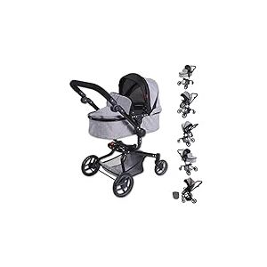 knorr toys KNORRTOYS.COM 90987 Boonk Poussette pour poupée Gris Pierre 52 cm 59 x 42 x 80 cm