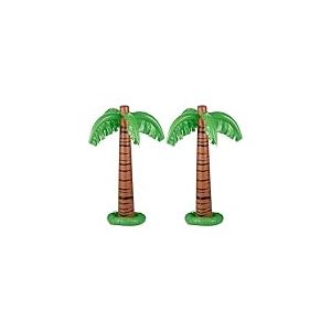 Relaxdays Palmier Gonflable, Lot de 2, Accessoire de fête, Piscine & Plage, 80 cm de Haut, Plastique, Vert - Marron