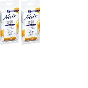 NAIR - Bandes De Cire Froide Visage, Peaux Sensibles, à l'Extrait de Lait & Miel, 97% d'Origine Naturelle, Format Malin 12 Bandes (Lot de 2)