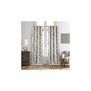 Elrene Home Fashions Panneau de Rideau de fenêtre occultant à imprimé botanique, Lin, 132,1 cm de Large x 241,3 cm de Long (Lot de 1)