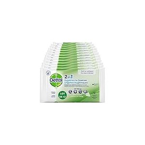 Dettol - Gel 2 en 1 Lingettes Hygiéniques - 12 lots de 12 Lingettes