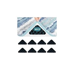 AiQInu Anti Derapant Tapis,Rug Grippers 8 Pcs Triangulaires Antid&eacute;rapant pour Tapis,Anti Curling Carpet Grippers Coin,Lavable et R&eacute;utilisable Sticker Tapis Antid&eacute;rapant pour Tous Les Sols Lisses