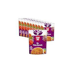 C&Eacute;R&Eacute;AL BIO Plat V&eacute;g&eacute;tal Tikka Massala - Riz, Tomates, Lait de Coco, Raisins Secs & Epices - Sachet Micro-Ondable, Rapide &agrave; R&eacute;chauffer en 2 min - V&eacute;gan & Bio - lot de 10 Repas de 220g