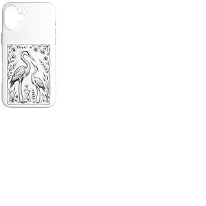 H&eacute;rons Fleurs Illustration Fleurs Sauvages Coque pour iPhone 16 Plus