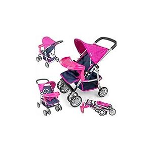Milly Mally Kate Landau Poupées Pliable pour Les Filles à Partir de 3 Ans avec Canopy Roues en Mousse Sangles Prestige Navy