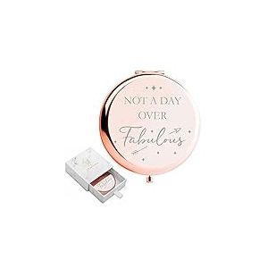 Cadeau d'anniversaire pour femme &laquo; Not a Day Over Fabulous &raquo; - Miroir compact or rose - Cadeau d'anniversaire pour elle - Cadeau amusant pour femme - Cadeau unique pour femme, amie, maman ou coll&egrave;gues