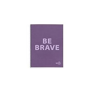 Miquelrius - Carnet A4 Be Eco, 80 Feuilles 90 g/m², Quadrillage 5 x 5 mm, 1 Bande Couleur, 4 Trous, Couverture Recyclée, Violet Améthyste
