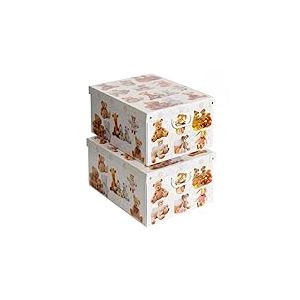 Lot de 2 boîtes de rangement en carton, avec couvercle, pour ranger, boîtes cadeau, 39x50x24 cm PELUCHE, Peluches