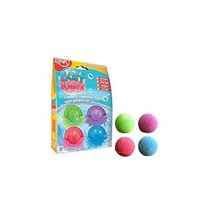 Zimpli Kids Lot de 4 bombes de bain hydratantes et biologiques pour peaux sèches, cadeau d'anniversaire pour garçons et filles, jouet de bain de poche, végétalien et sans cruauté envers les animaux