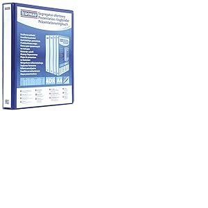 DONAU 2788504PL-10 Classeur de Pr&eacute;sentation/Personnalisable pour DIN A4 4RD anneaux 50 mm/Carton Recouvert de PP/Bleu/avec Pochettes / 1 pi&egrave;ce/Rigide 4 anneaux