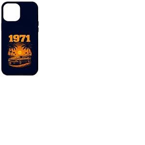 Vintage 1971 54ème Anniversaire pour Homme Voiture Muscle rétro Coucher de Soleil Coque pour iPhone 12 Pro Max