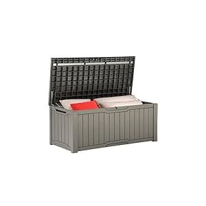 YITAHOME Grande boîte de rangement d'extérieur en résine pour oreillers d'extérieur, outils de jardin et fournitures de piscine, imperméable, verrouillable, taupe