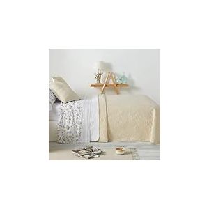 Burrito Blanco │ Couvre-lit d'&eacute;t&eacute;, lit de 135 cm (+ Dimensions Disponibles) │ Couleur Beige/Blanc │ 2 Housses de Coussin incluses │ Couvre-lit r&eacute;versible │ Cotton Touch │ Design 152