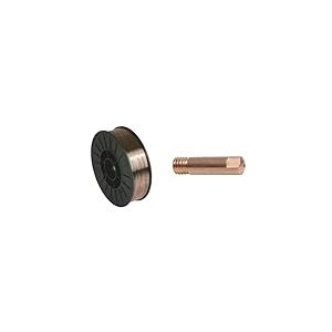 GYS -Bobine de Fil Acier Ø 0, 8 G3Si1/ ER70S-6- Bobine S200/ 5 kg & GYS-041912-10 Tubes Contact Ø 0.8/M6-LOT DE 10-pour Torche 150A-MIG/MAG, 0 W, 0 V