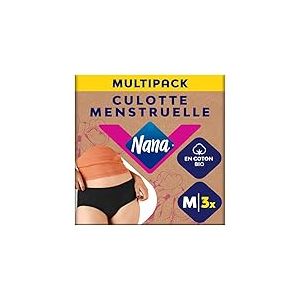 Nana Culotte Menstruelle Lavable Coton Bio - Flux Abondant - Noir - Coupe Hipster - M x3